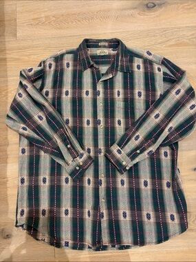 Casual Plaid Button-Down Shirt in Green by Sundance